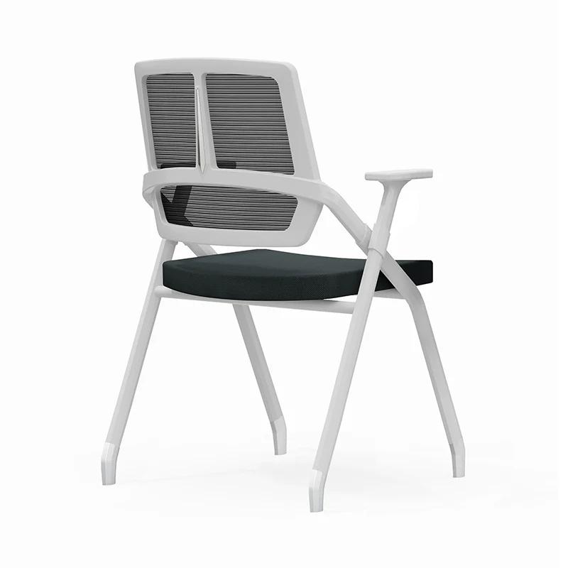 Modern Ergonomic Folding Office Chair - Rectangular Nesting Desk Chair With Flip-up Seat & 2D Armrests For Home Office