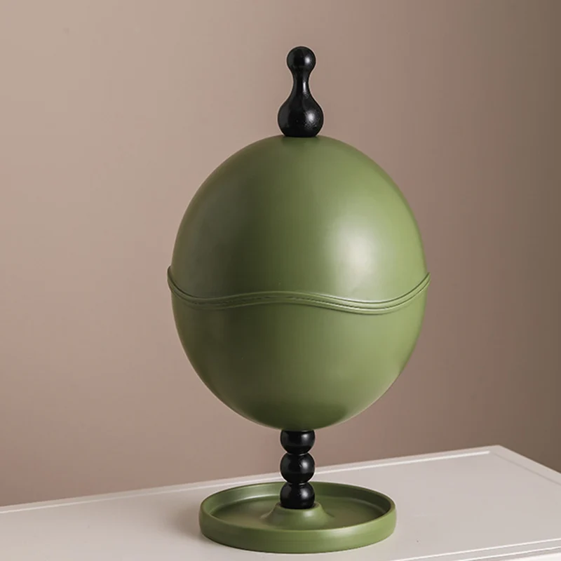 Contemporary Creative High-Density Resin Oak Wood Egg-Shaped Desktop Storage Shelf 2-Tier For Living Room & Bedroom