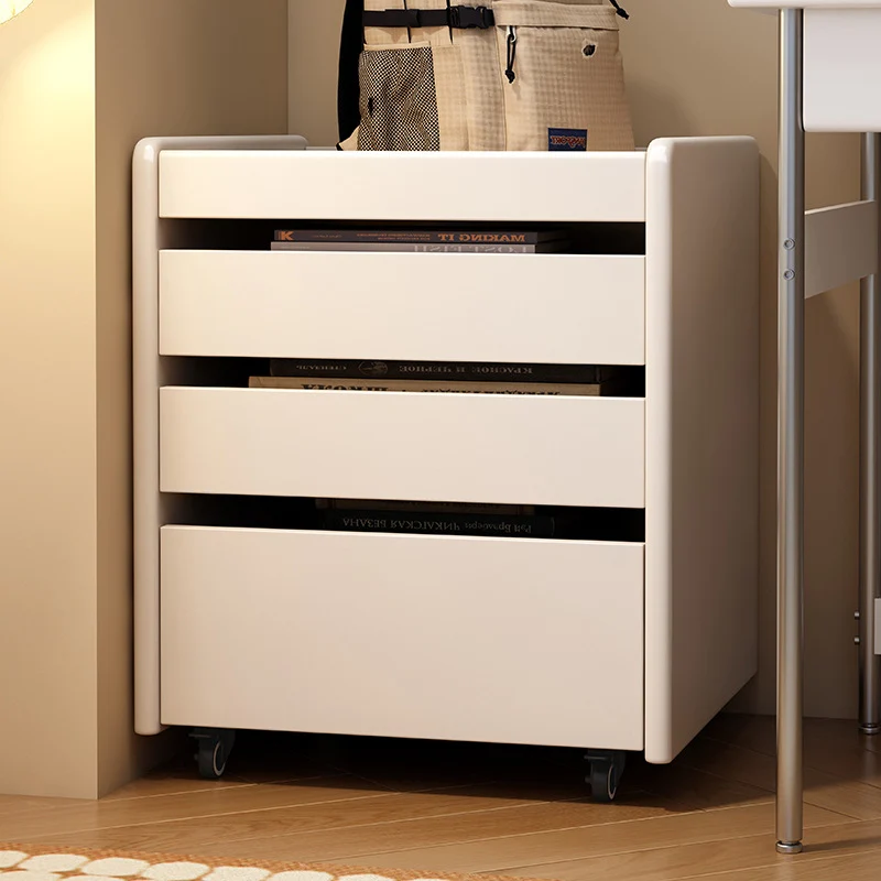 Contemporary Nordic Pine Wood Rubberwood Plywood Square Movable Storage Cabinet 3-Drawer For Bedroom & Living Room