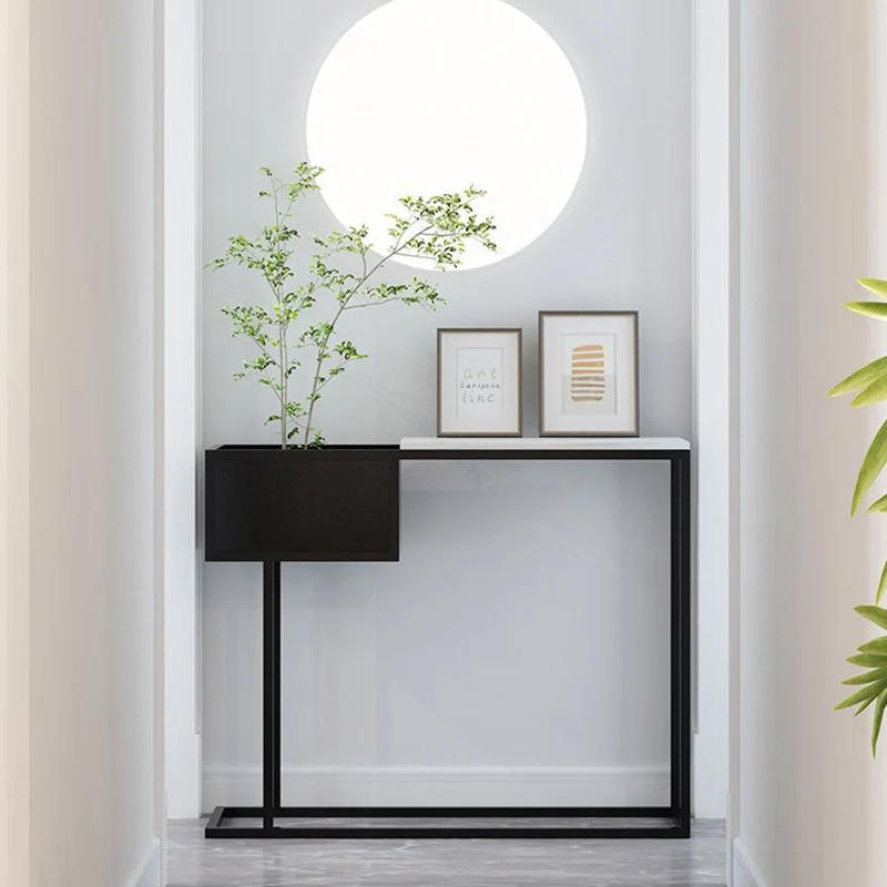 Modern Luxury Marble Steel Rectangular Console Table For Entryway