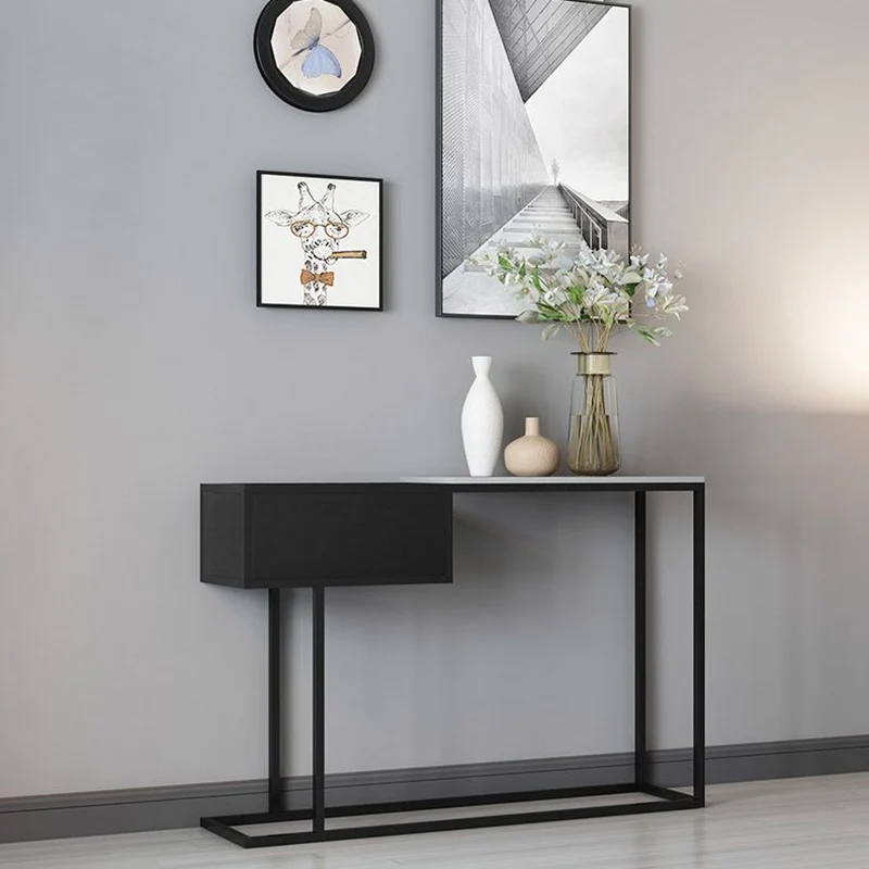 Modern Luxury Marble Steel Rectangular Console Table For Entryway