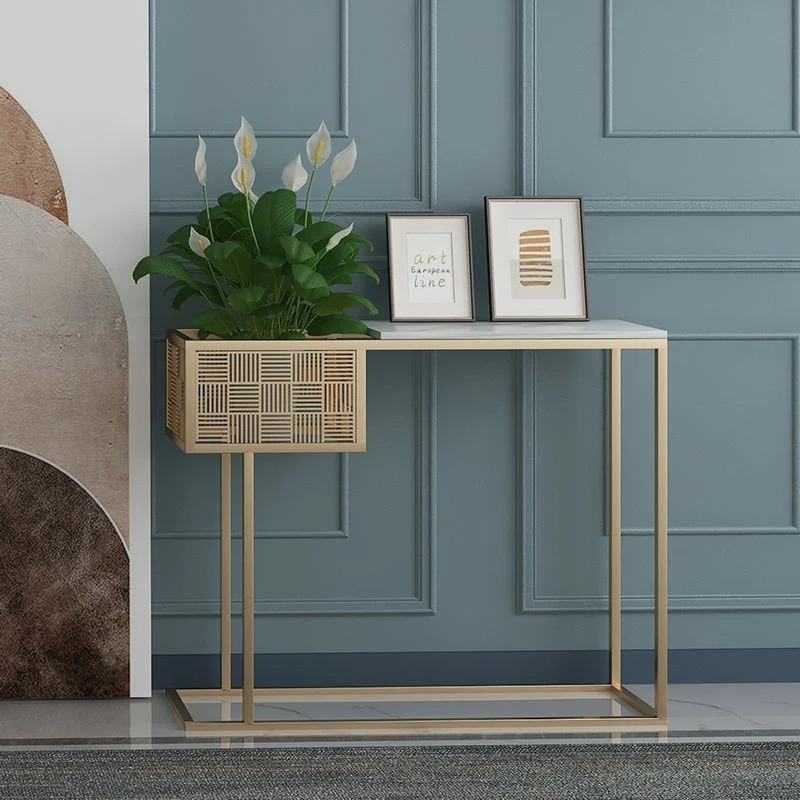 Modern Luxury Marble Steel Rectangular Console Table For Entryway