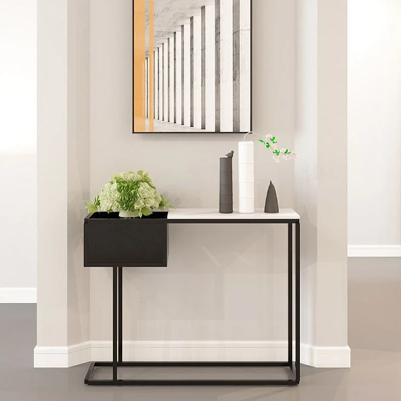 Modern Luxury Marble Steel Rectangular Console Table For Entryway