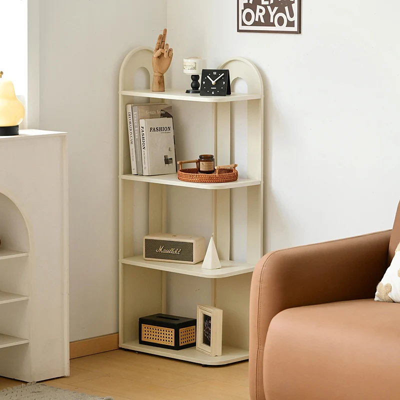 Modern Minimalist Iron Rounded Rectangular Storage Shelf With 4-Tier Corner Display Rack For Living Room