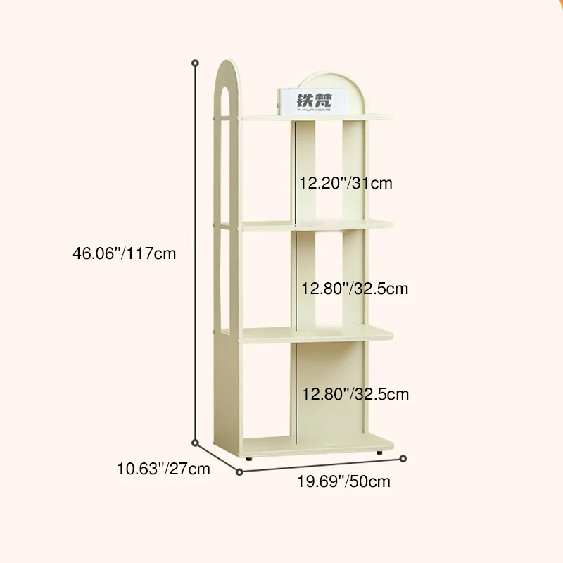Modern Minimalist Iron Rounded Rectangular Storage Shelf With 4-Tier Corner Display Rack For Living Room