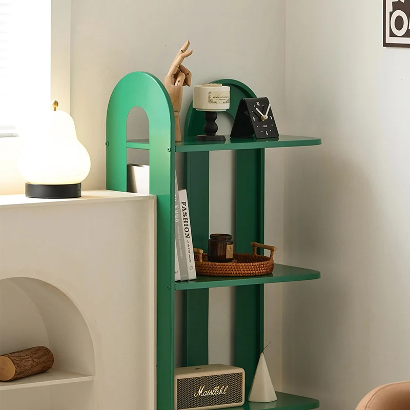 Modern Minimalist Iron Rounded Rectangular Storage Shelf With 4-Tier Corner Display Rack For Living Room