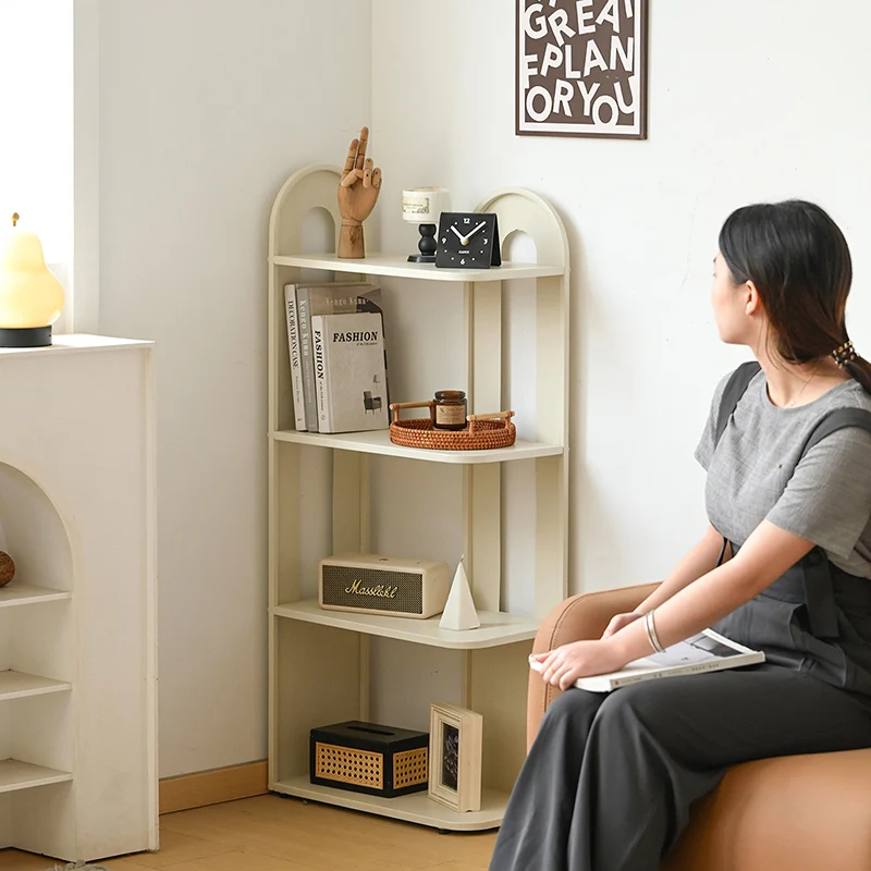 Modern Minimalist Iron Rounded Rectangular Storage Shelf With 4-Tier Corner Display Rack For Living Room