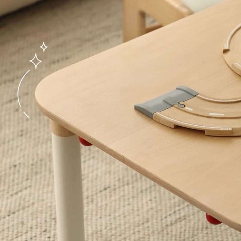 Minimalist Beech Wood Kids Play Table - Adjustable Height & Rounded Edge Safety Design Desk For Study