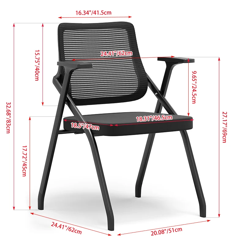 Modern Breathable High-Resilience Foam Mesh Desk Chair - Rectangular Extendable Armrest Foldable Office Chair For Home Office