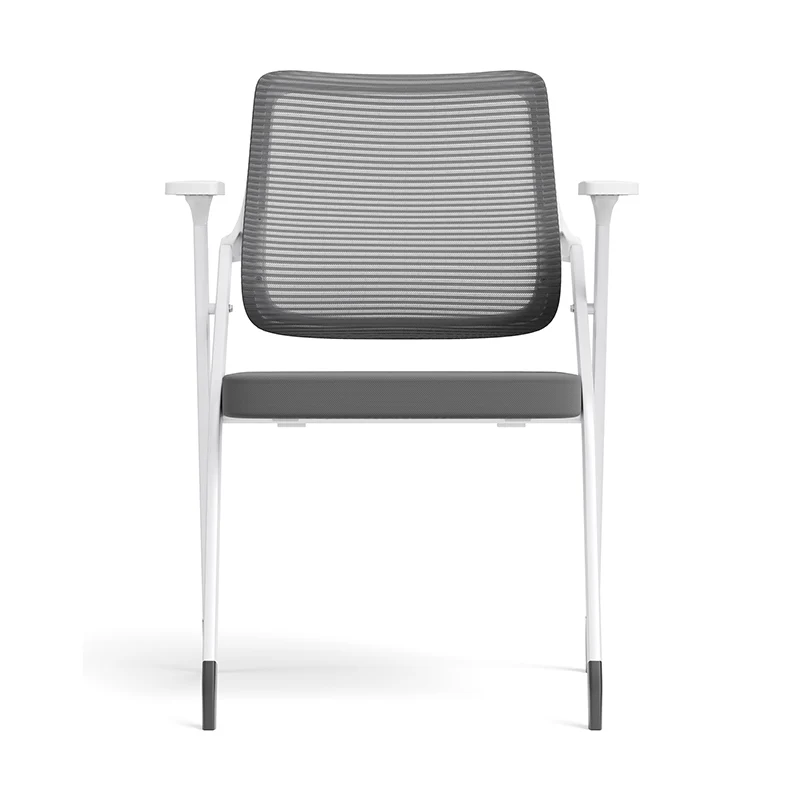 Modern Folding Ergonomic Mesh Desk Chair - Rectangular Stackable Training Chair With Cushioned Seat & Adjustable Armrests Chair For Home Office