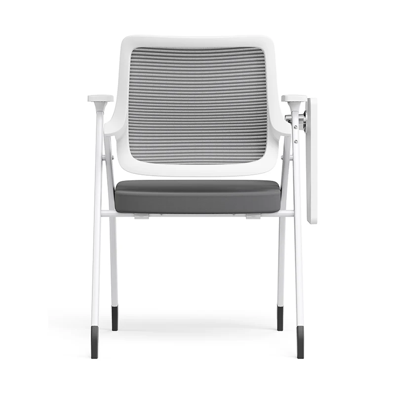 Modern Ergonomic Mesh Desk Chair - Rectangular Folding Training Chair With Flip-Up Writing Tablet For Home Office