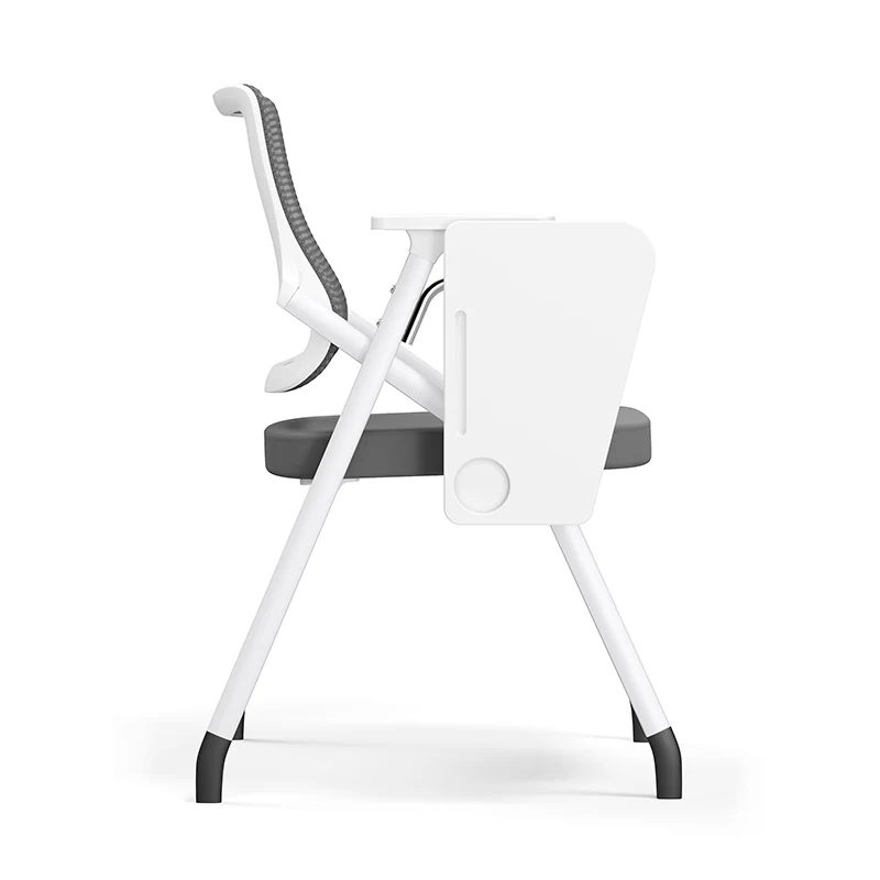 Modern Ergonomic Mesh Desk Chair - Rectangular Folding Training Chair With Flip-Up Writing Tablet For Home Office