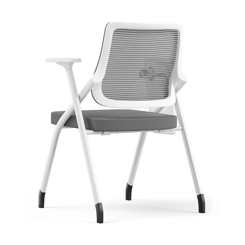 Modern Ergonomic Mesh Desk Chair - Rectangular Folding Training Chair With Flip-Up Writing Tablet For Home Office