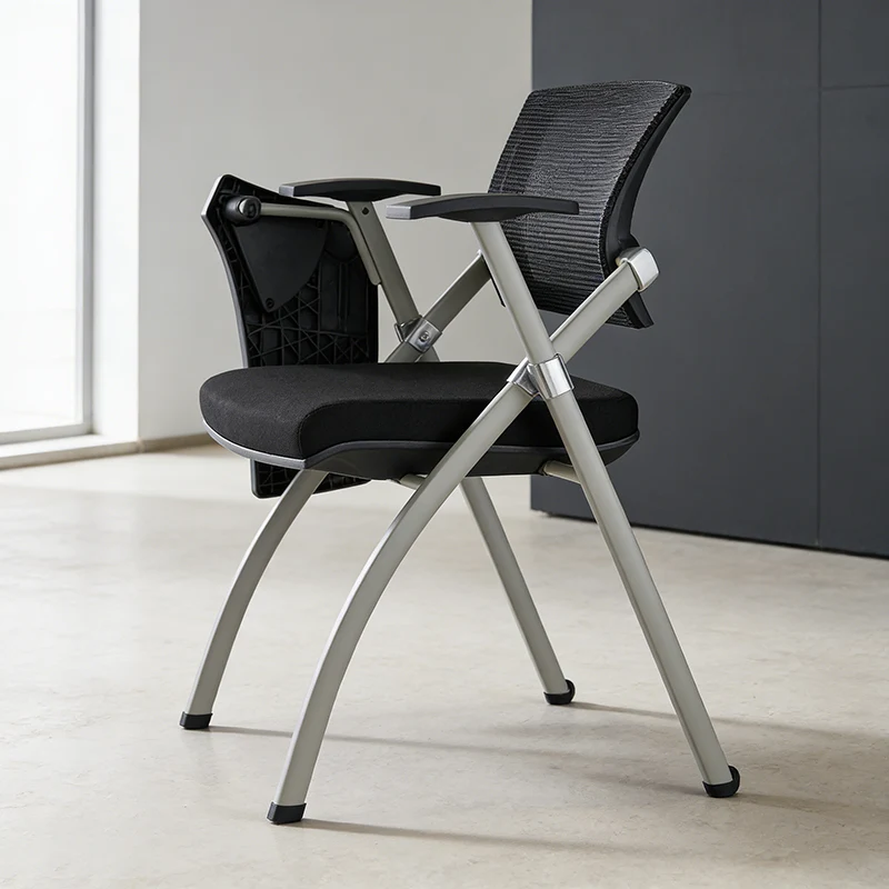 Modern Ergonomic Mesh Office Chair - Rectangular Folding Desk Chair With Optional Writing Tablet For Home Office