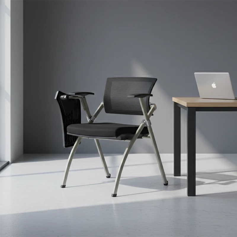 Modern Ergonomic Mesh Office Chair - Rectangular Folding Desk Chair With Optional Writing Tablet For Home Office