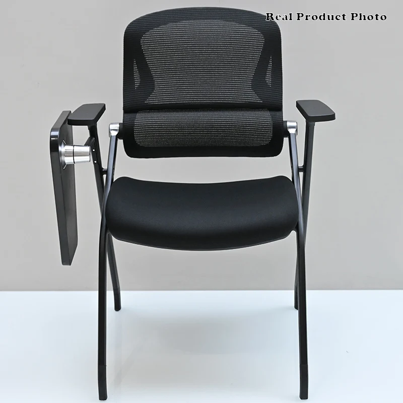 Modern Mesh Training Chair With Foldable Seat & Tablet Arm - Multi-Function Conference Desk Chair For Home Office