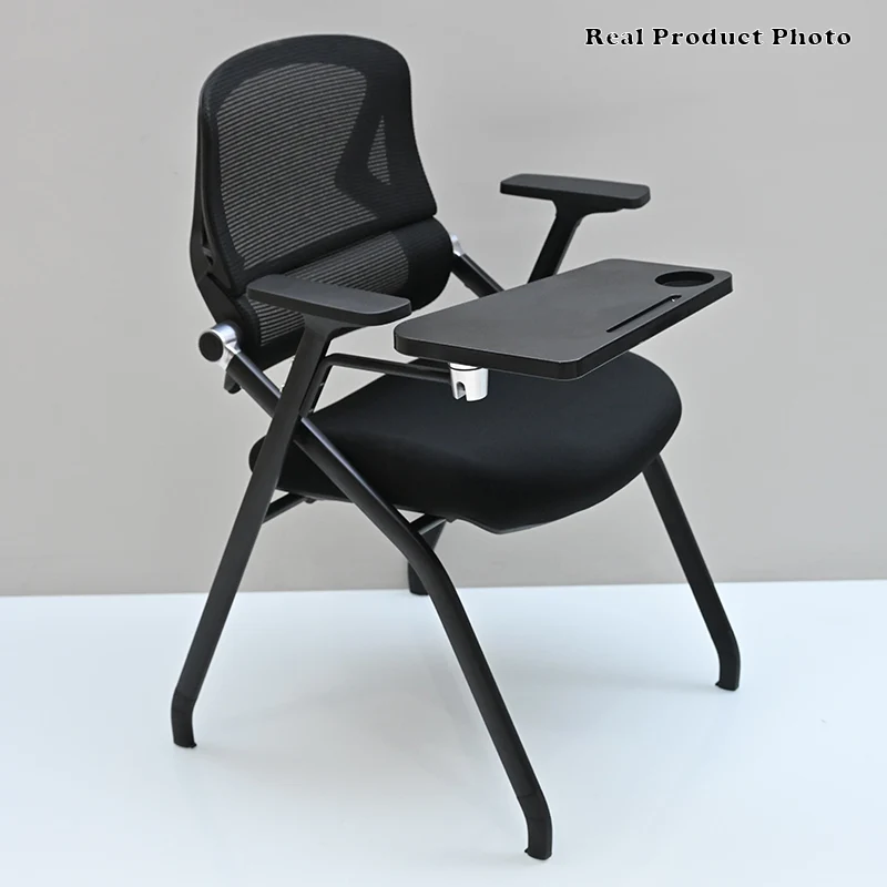 Modern Mesh Training Chair With Foldable Seat & Tablet Arm - Multi-Function Conference Desk Chair For Home Office