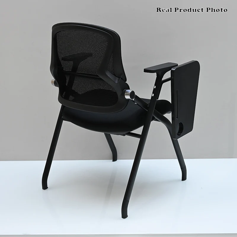 Modern Mesh Training Chair With Foldable Seat & Tablet Arm - Multi-Function Conference Desk Chair For Home Office
