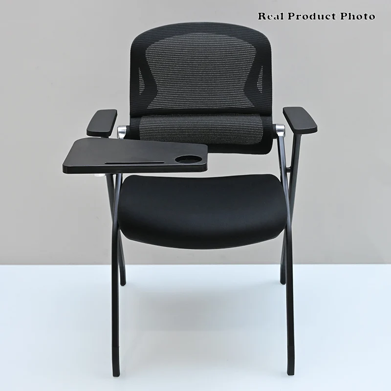 Modern Mesh Training Chair With Foldable Seat & Tablet Arm - Multi-Function Conference Desk Chair For Home Office
