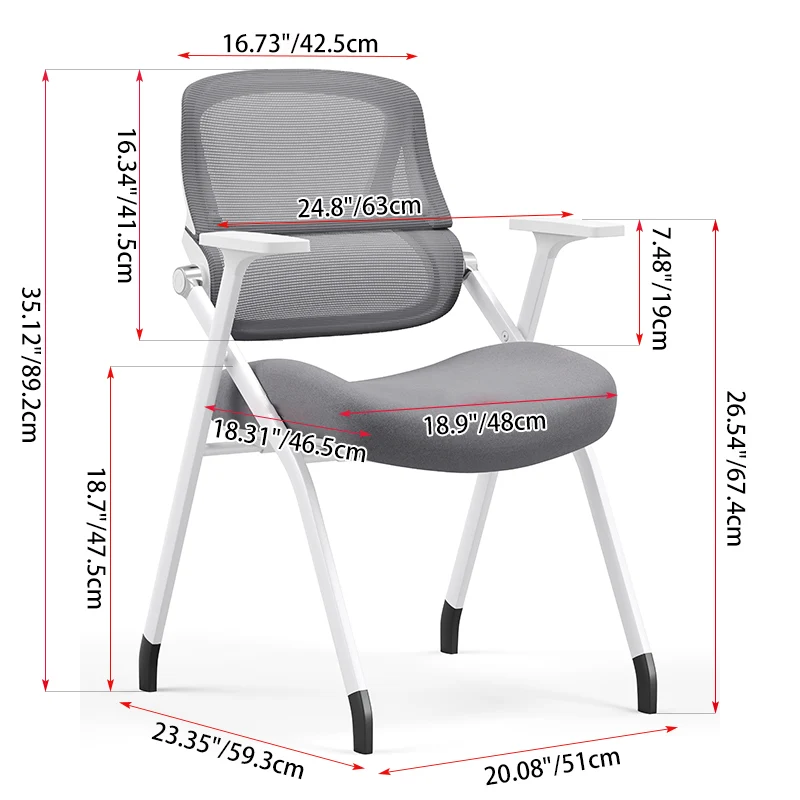 Modern Classroom Training Chair With White Steel Frame - Multi-Function Foldable Office Chair For Home Office