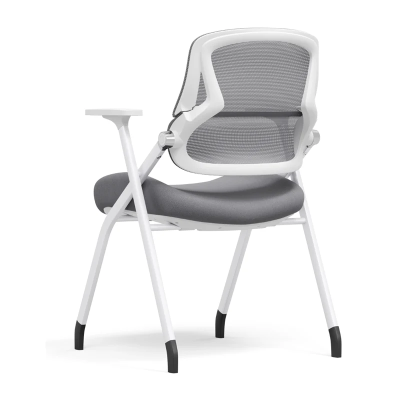 Modern Classroom Training Chair With White Steel Frame - Multi-Function Foldable Office Chair For Home Office