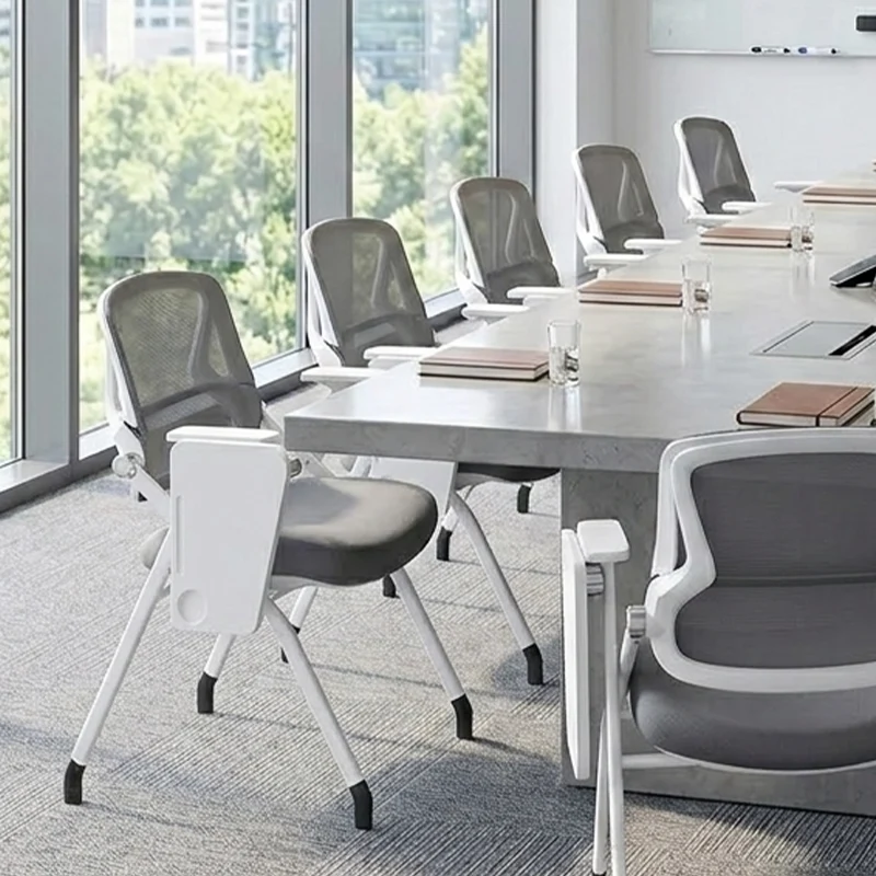 Modern Conference Office Chair With Writing Board - Space Saving Folding Training Desk Chair For Home Office