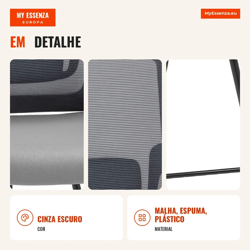 Cadeira de Escritório em Malha Transparente sem Rodas para Sala de Espera e Sala de Conferências Preto