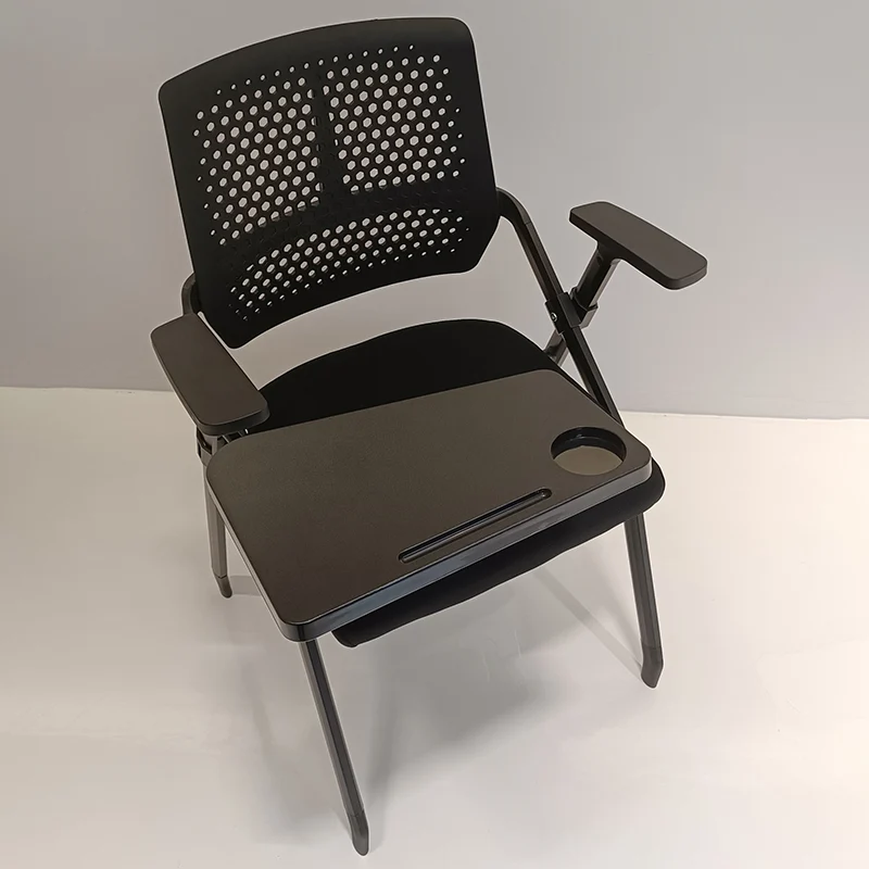 Modern Folding Ergonomic Office Chair - Rectangular Training Chair With 180° Writing Tablet For Home Office