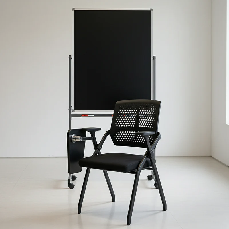 Modern Folding Ergonomic Office Chair - Rectangular Training Chair With 180° Writing Tablet For Home Office