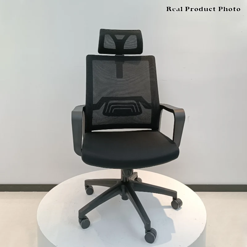 Modern High Back Breathable Mesh Office Chair - Rectangular Adjustable Headrest PU Casters Desk Chair For Home Office