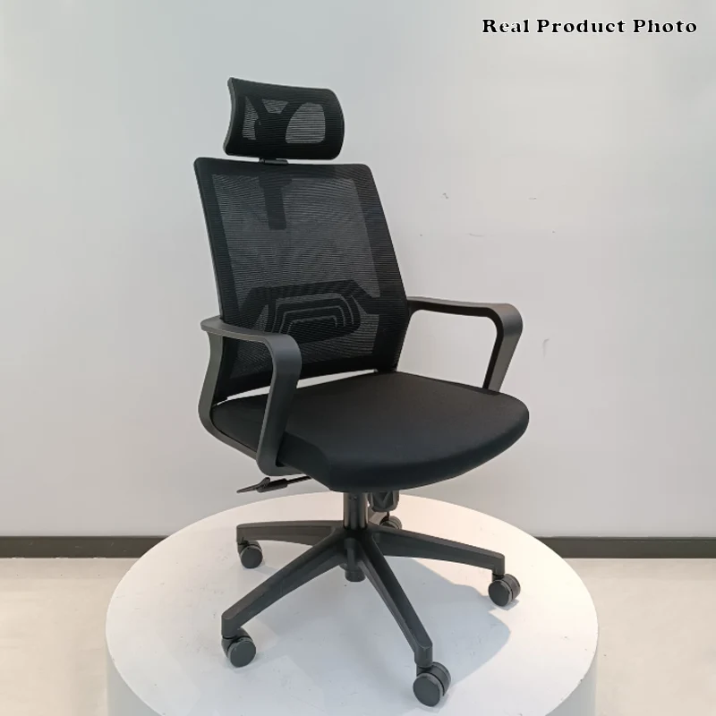 Modern High Back Breathable Mesh Office Chair - Rectangular Adjustable Headrest PU Casters Desk Chair For Home Office