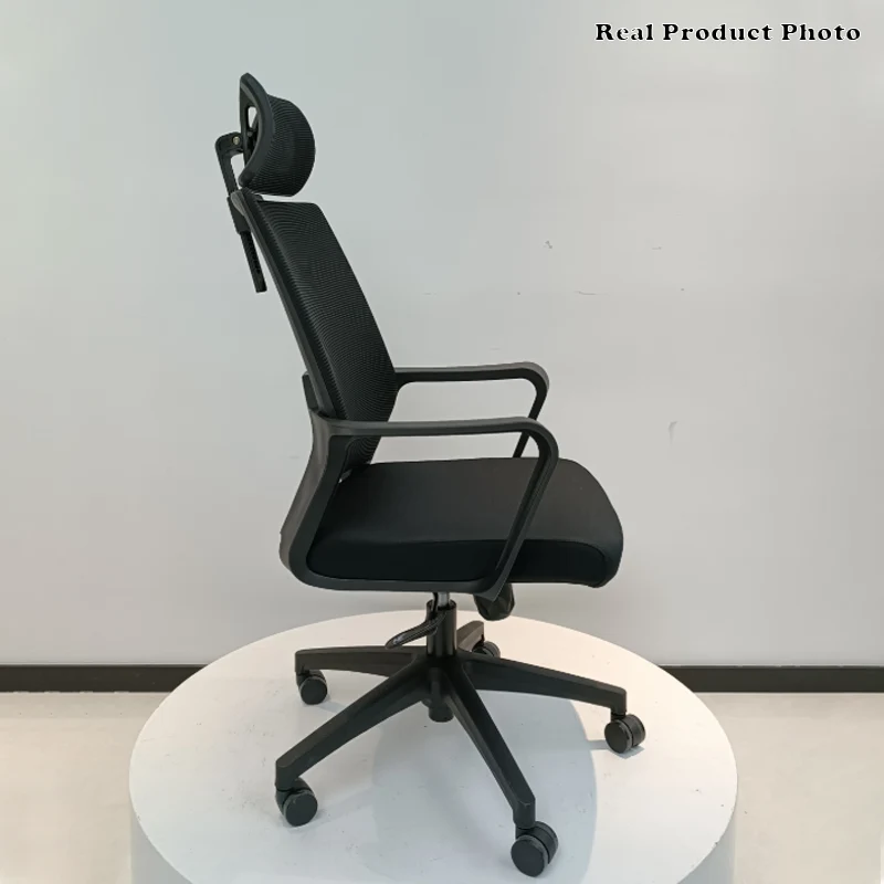 Modern High Back Breathable Mesh Office Chair - Rectangular Adjustable Headrest PU Casters Desk Chair For Home Office