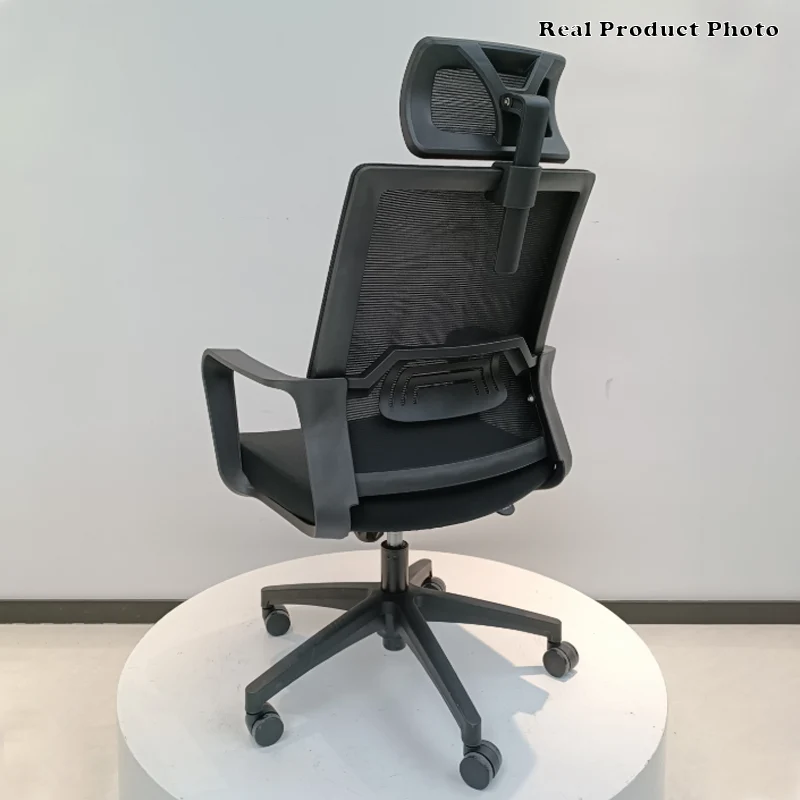 Modern High Back Breathable Mesh Office Chair - Rectangular Adjustable Headrest PU Casters Desk Chair For Home Office