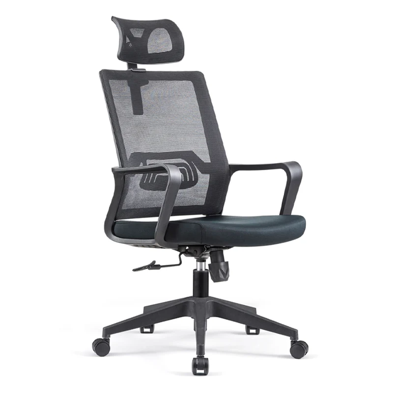 Modern High Back Breathable Mesh Office Chair - Rectangular Adjustable Headrest PU Casters Desk Chair For Home Office