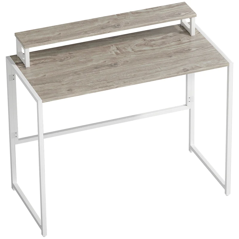 Secretária de computador dobrável com suporte para ecrã, para quarto, pequenos espaços, 100 x 48 x 87,5 cm, madeira natural
