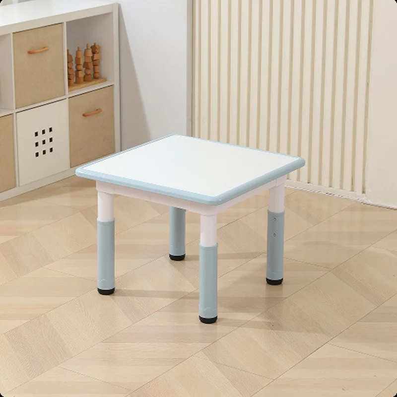 Modern Minimalist Fireboard PP Square Rectangular Kids Study Desk 1-Tier Adjustable For Living Room