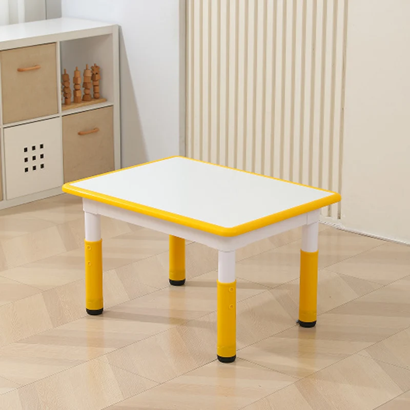 Modern Minimalist Fireboard PP Square Rectangular Kids Study Desk 1-Tier Adjustable For Living Room