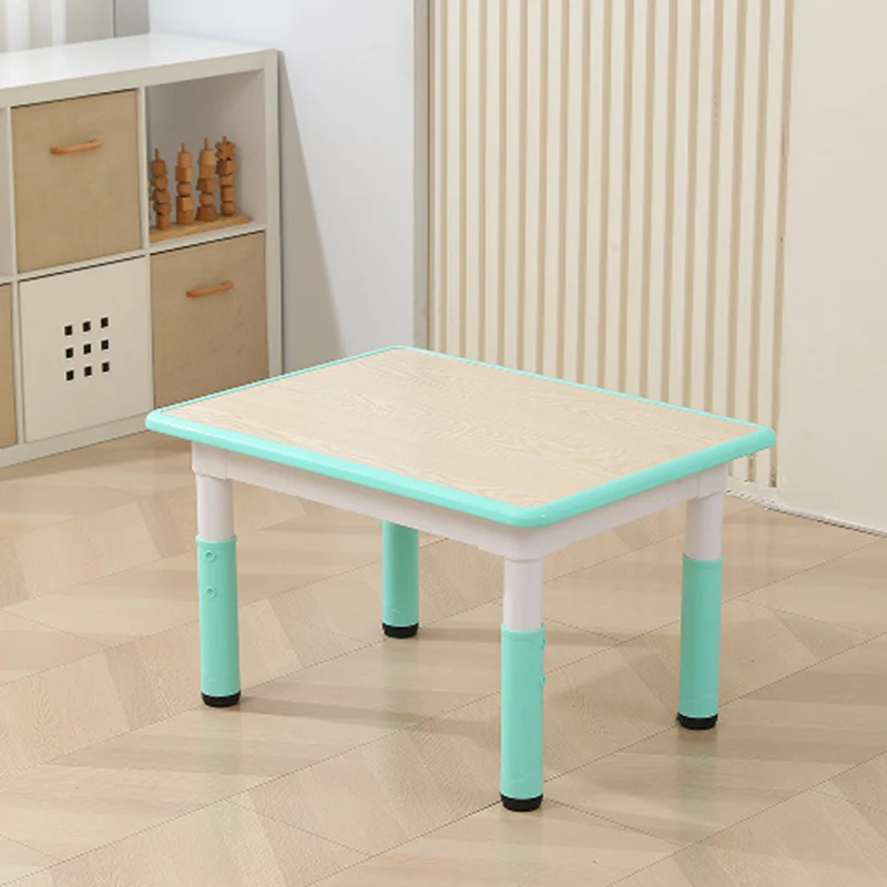 Modern Minimalist Fireboard PP Square Rectangular Kids Study Desk 1-Tier Adjustable For Living Room