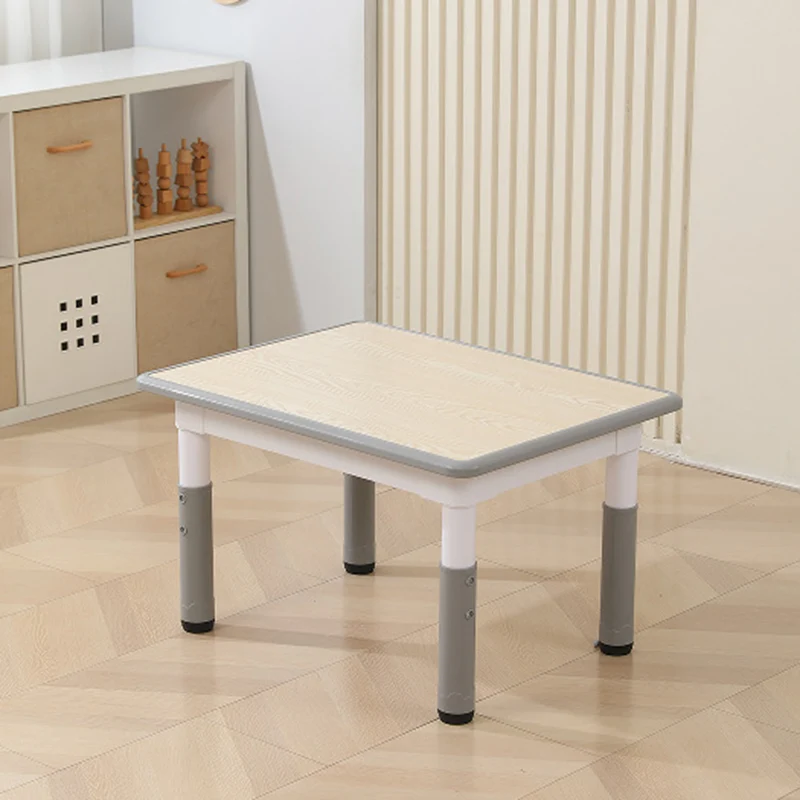 Modern Minimalist Fireboard PP Square Rectangular Kids Study Desk 1-Tier Adjustable For Living Room