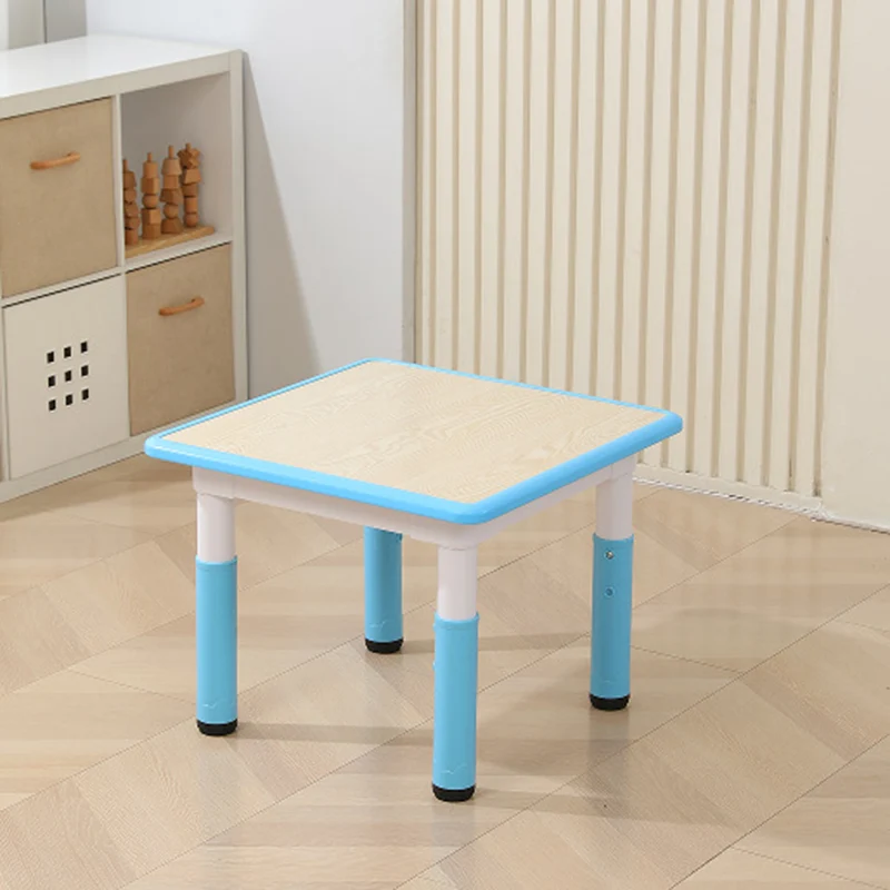 Modern Minimalist Fireboard PP Square Rectangular Kids Study Desk 1-Tier Adjustable For Living Room