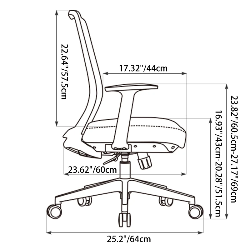 Modern Minimalist Mid-Back Desk Chair - Gray Ergonomic Gaming Chair: Breathable Mesh Swivel Office Chair For Home Office
