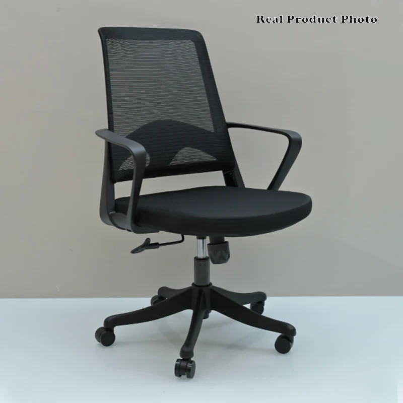Modern Ergonomic Mid Back Mesh Office Chair - Rectangular Lumbar Support Breathable Backrest Desk Chair For Home Office