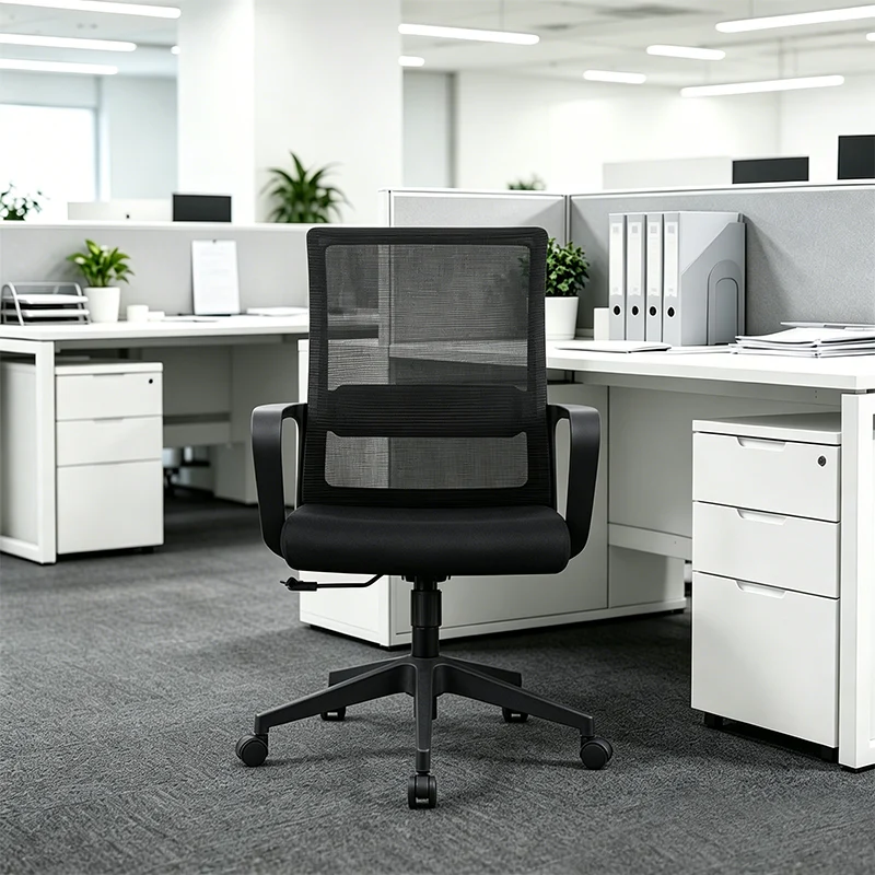 Modern Adjustable Mid-Back Mesh Task Chair - Rectangular Lumbar Support Reclining Tilt Desk Chair For Home Office