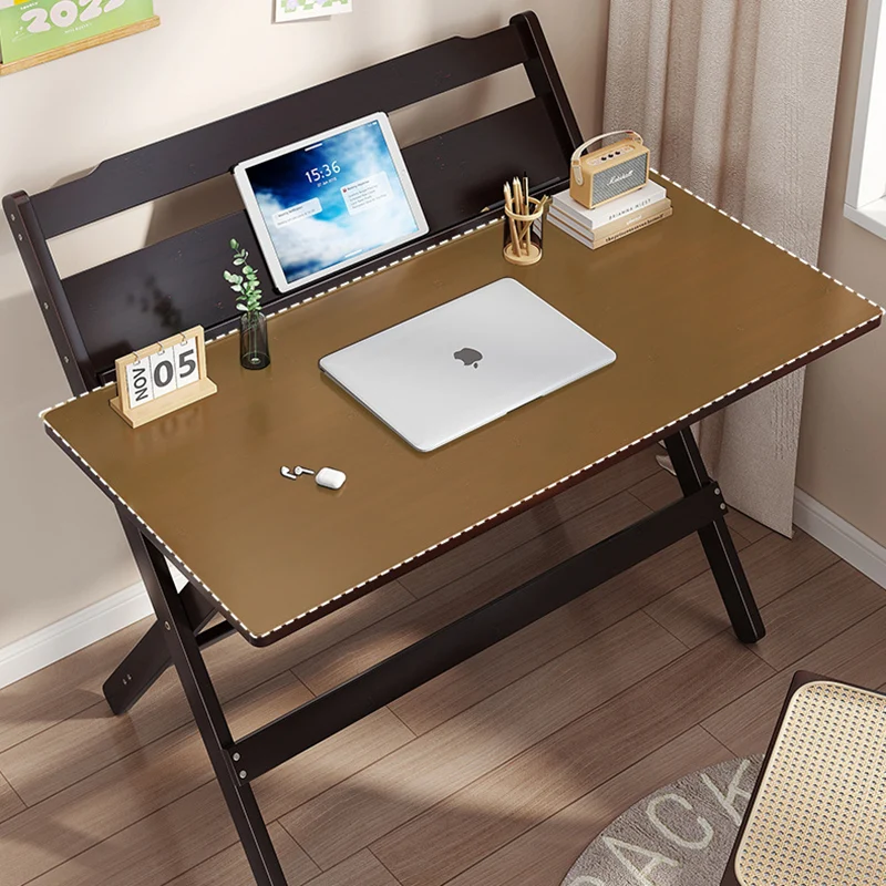 Traditional Chinese Bamboo Rectangular Foldable Study Desk 1-Tier Folding Writing Table For Living Room