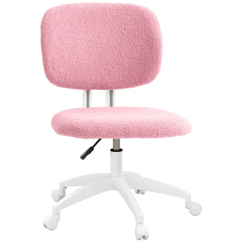 Cadeira de escritório, cadeira de computador giratória, ajustável em altura, 48 cm x 53 cm x 80-90 cm, rosa