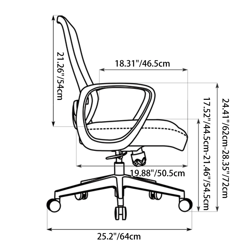 Modern Minimalist Mid-Back Desk Chair: Ergonomic Gaming Chair - Adjustable Headrest & Lumbar Support Swivel Chair For Home Office
