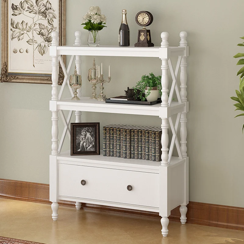 Traditional European Rubberwood MDF Rectangular Bookshelf 2/3/4/5-Tier For Living Room
