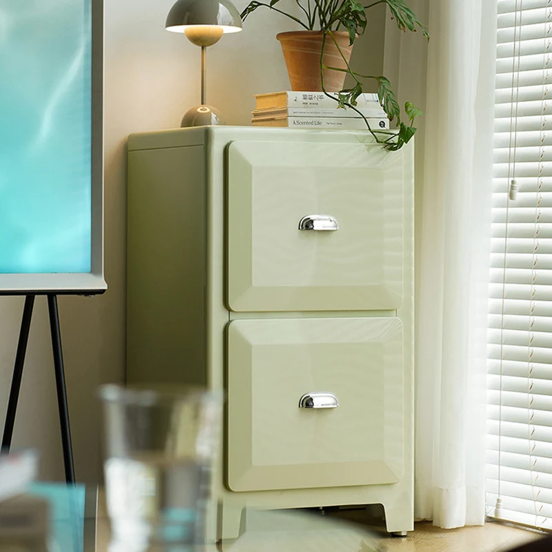 Contemporary Retro Powder-Coated Iron Rectangular Storage Cabinet With 2 Drawers For Living Room