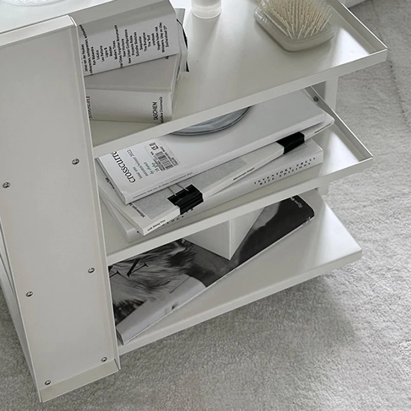 Contemporary Industrial Rectangular Carbon Steel Movable Storage Shelf 4-Tier For Living Room