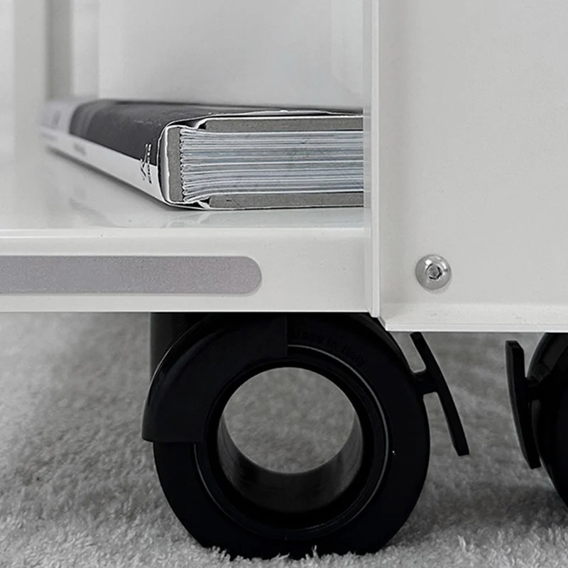 Contemporary Industrial Rectangular Carbon Steel Movable Storage Shelf 4-Tier For Living Room